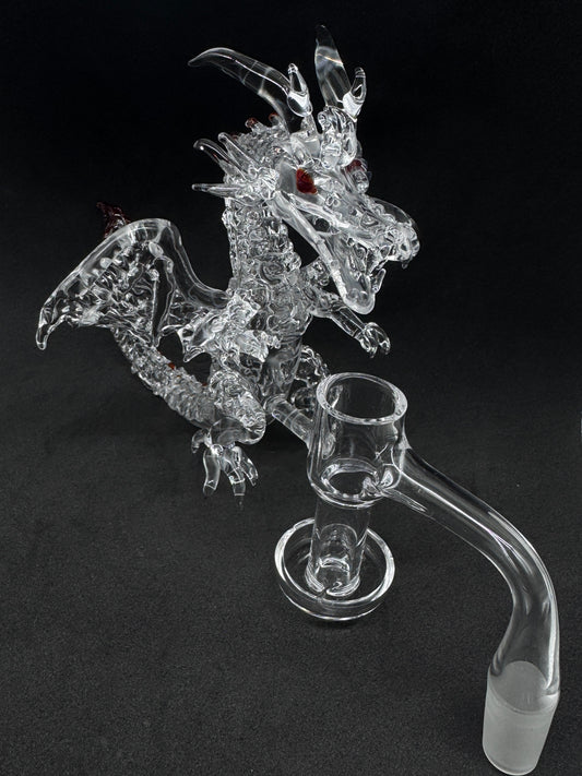 Hand-Sculpted Crystal Dragon Terp Slurper Quartz Banger - 90°