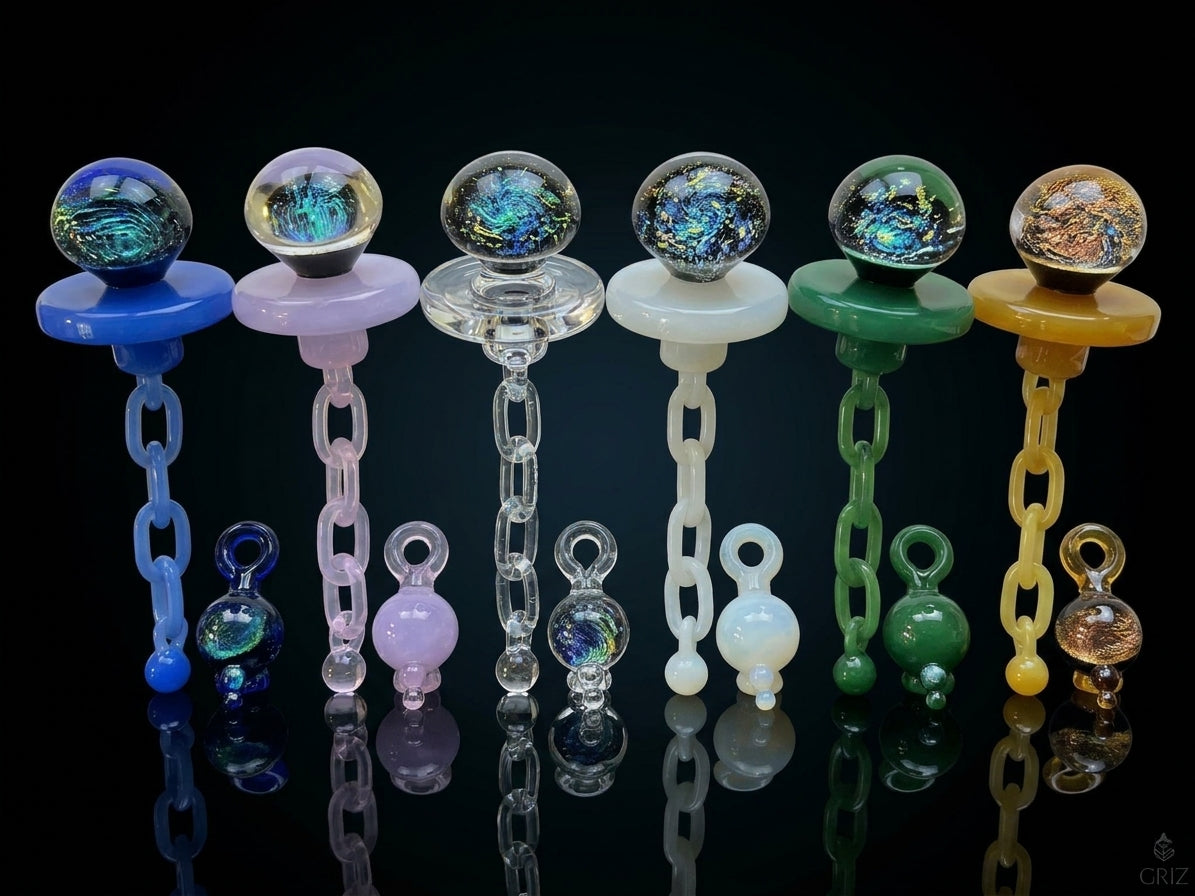 Griz Artisan Handblown Dichro Marble & Glass Chain Carb Cap
