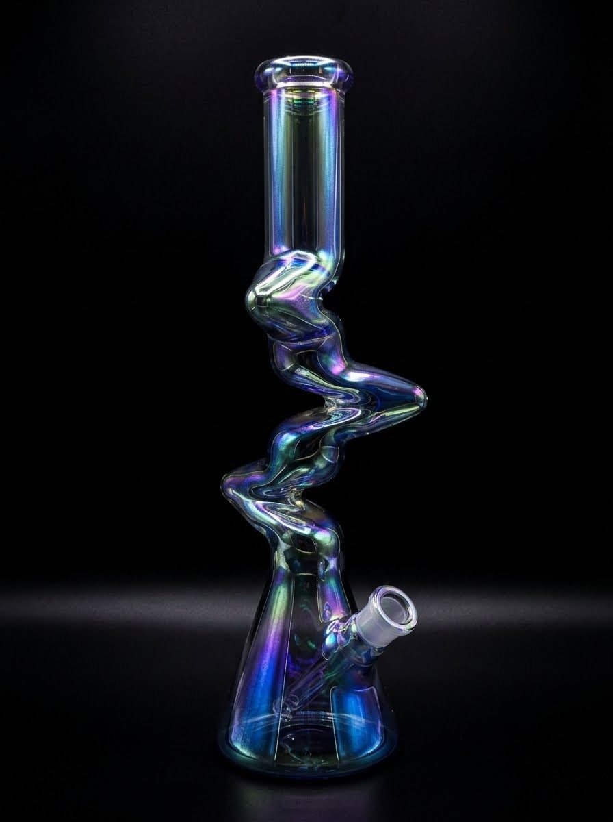Griz Aurora Iridescent Zig-Zag Beaker Bong