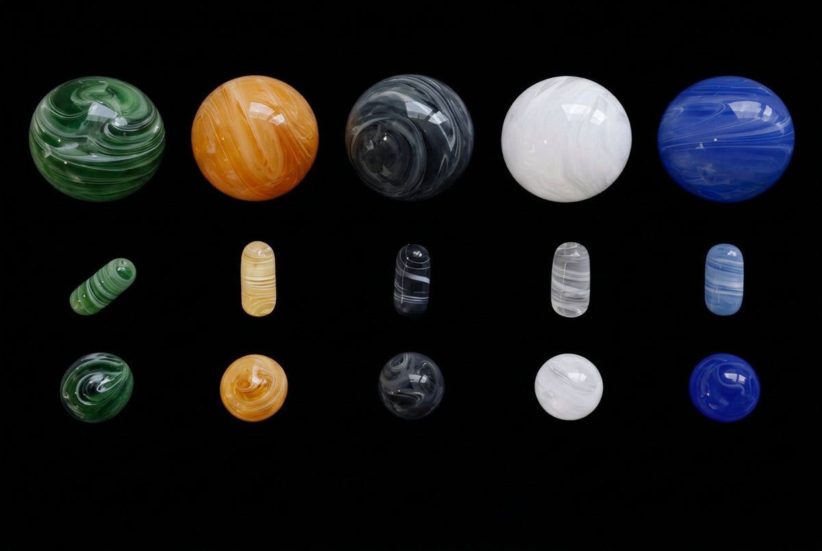 Griz Artisan Handblown Agate Swirl Glass Terp Slurper 3-Piece Set