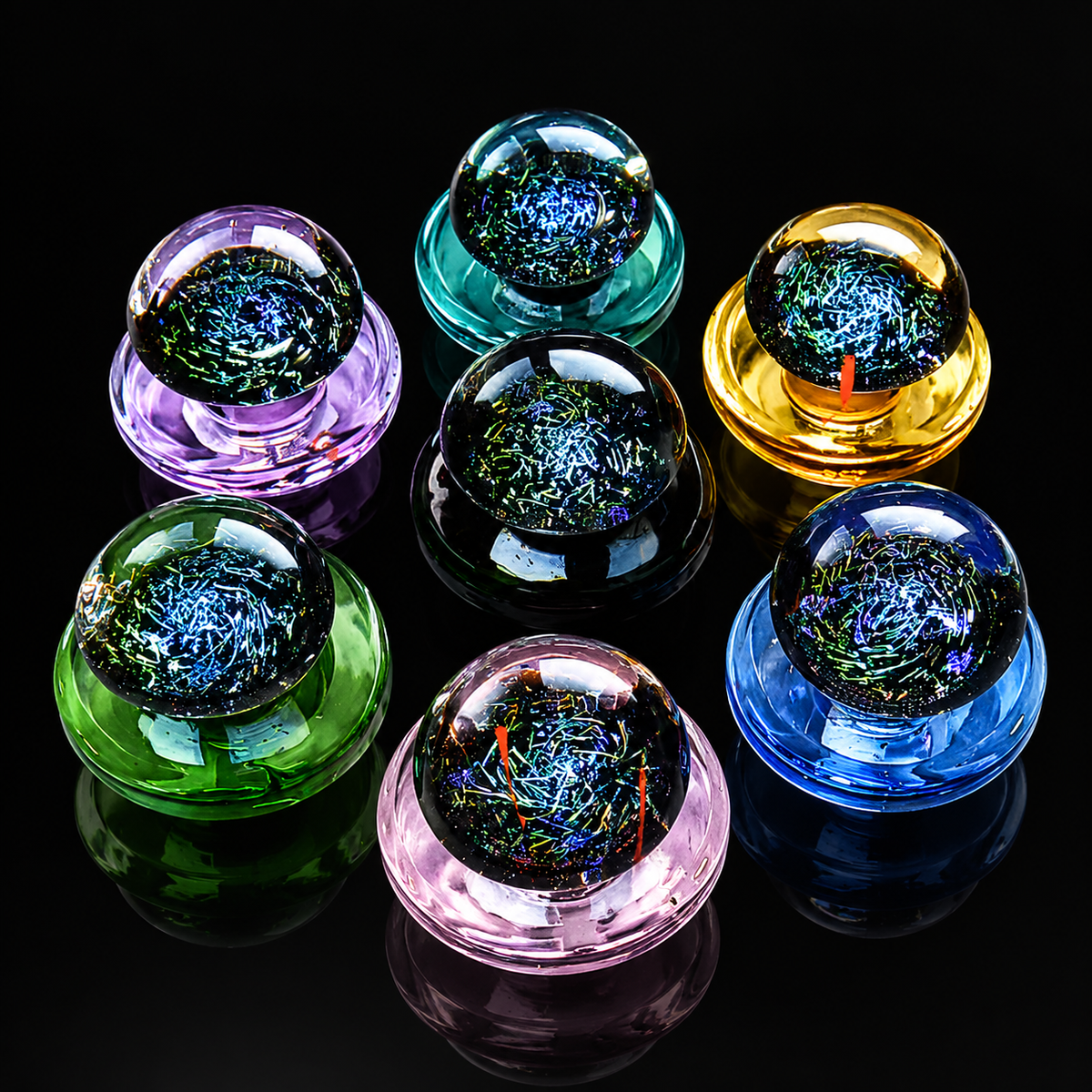 Griz Cosmic Dichro Galaxy Glass Marble Carb Cap