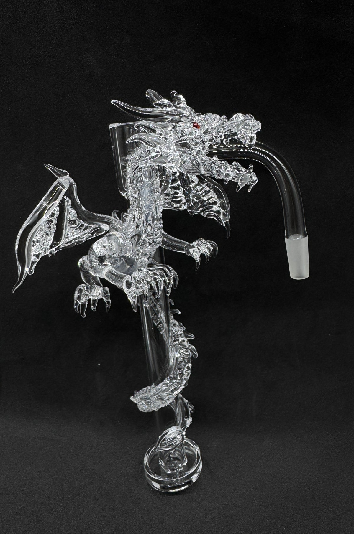 Hand-Sculpted Imperial Winged Dragon Heady Control Tower Quartz Banger with Ruby Eyes - 90°