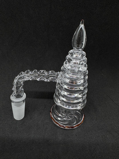 Hand-Sculpted Pagoda Tower Heady Quartz Banger Set with Matching Cap - 90°