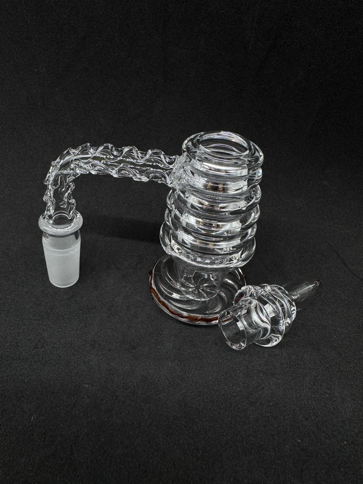 Hand-Sculpted Pagoda Tower Heady Quartz Banger Set with Matching Cap - 90°