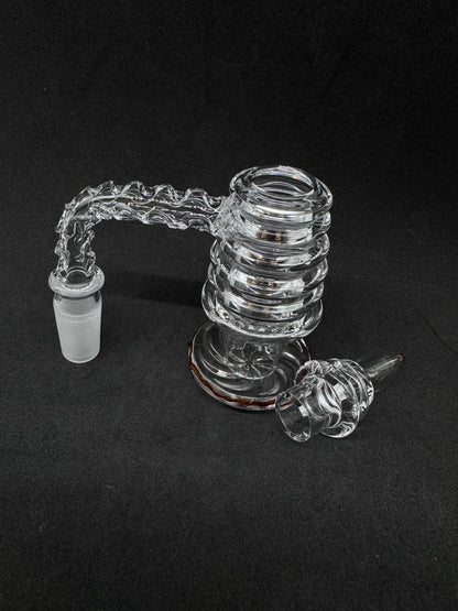 Hand-Sculpted Pagoda Tower Heady Quartz Banger Set with Matching Cap - 90°