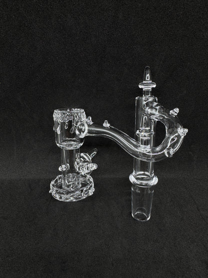 Hand-Sculpted Melting Drip Drop Down Recycler Quartz Banger - 90°