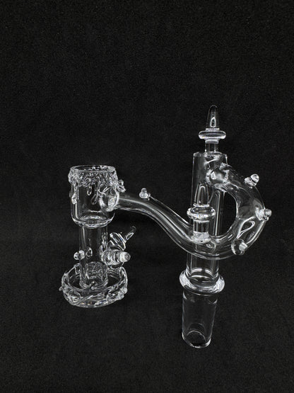 Hand-Sculpted Melting Drip Drop Down Recycler Quartz Banger - 90°