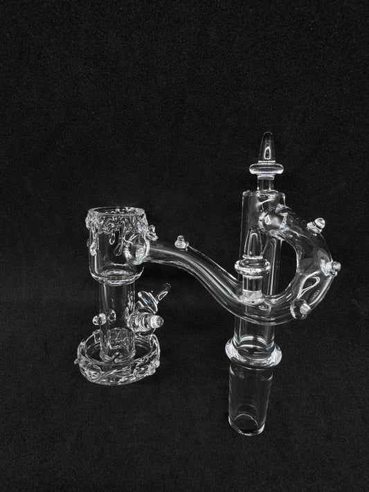 Hand-Sculpted Melting Drip Drop Down Recycler Quartz Banger - 90°