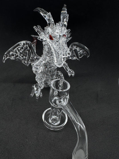 Hand-Sculpted Crystal Dragon Terp Slurper Quartz Banger - 90°