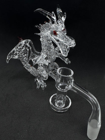 Hand-Sculpted Crystal Dragon Terp Slurper Quartz Banger - 90°