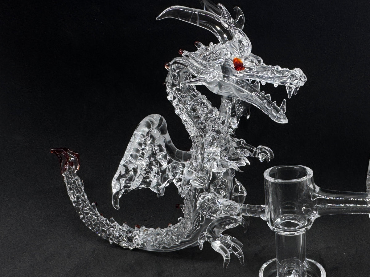 Hand-Sculpted Crystal Dragon Terp Slurper Quartz Banger - 90°