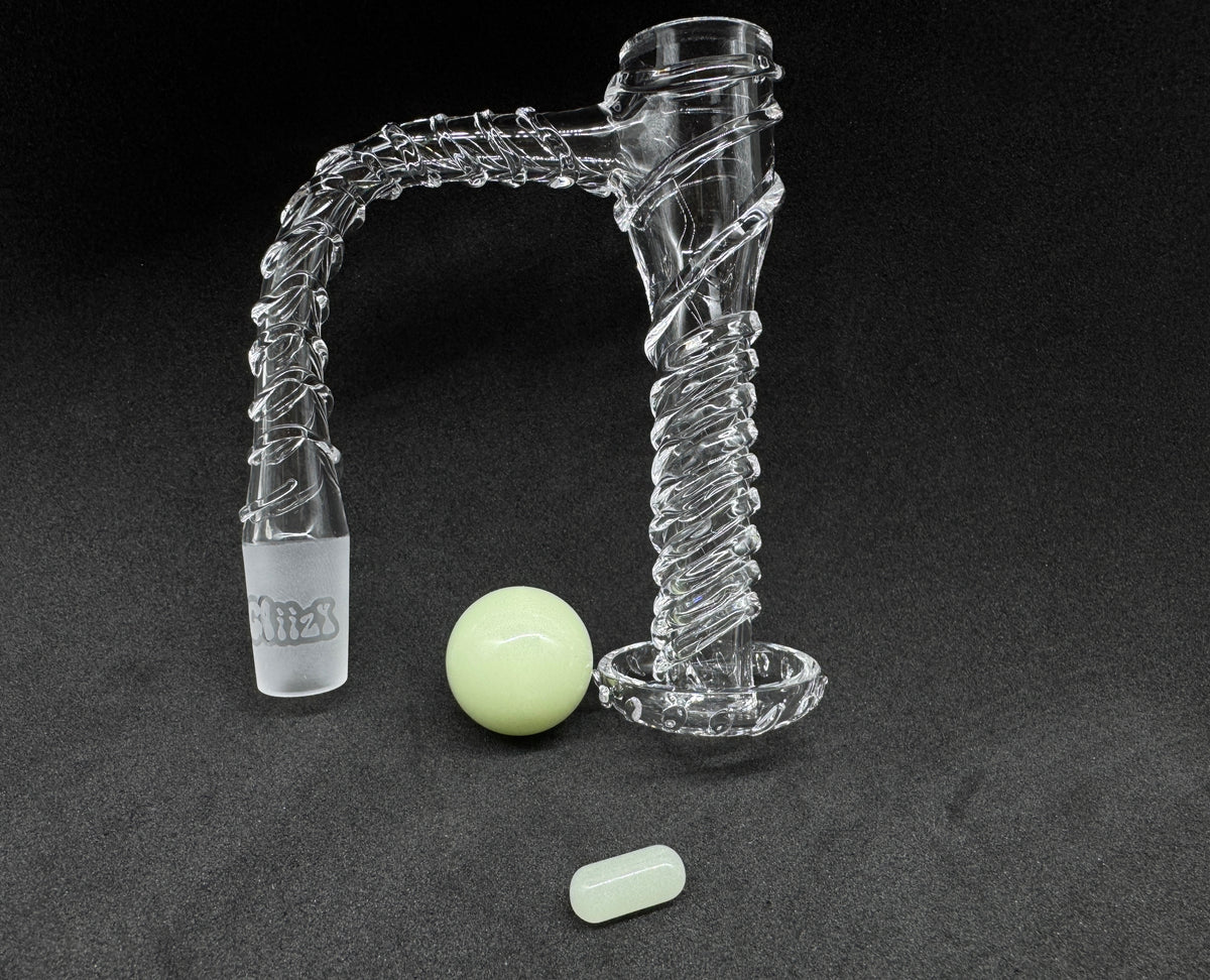 Griz Twisted Helix Control Tower Quartz Banger Set with Marble & Pill - 90°