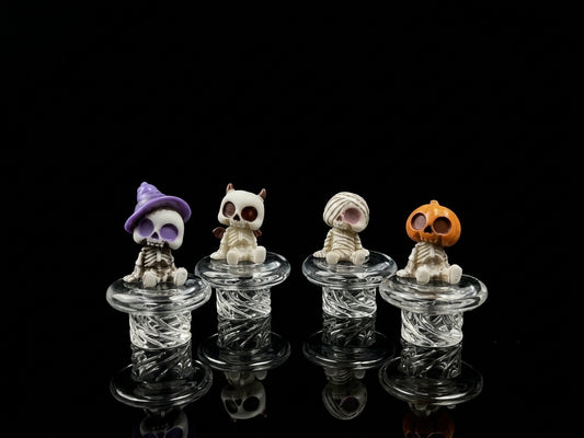 Griz Heady Hand-Sculpted Halloween Chibi Skeleton Spinner Carb Cap