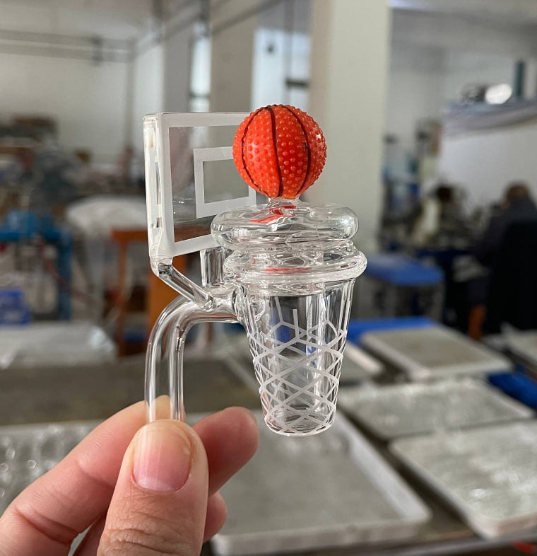 Artisan Basketball Hoop Quartz Banger & Textured Ball Spinner Cap Set