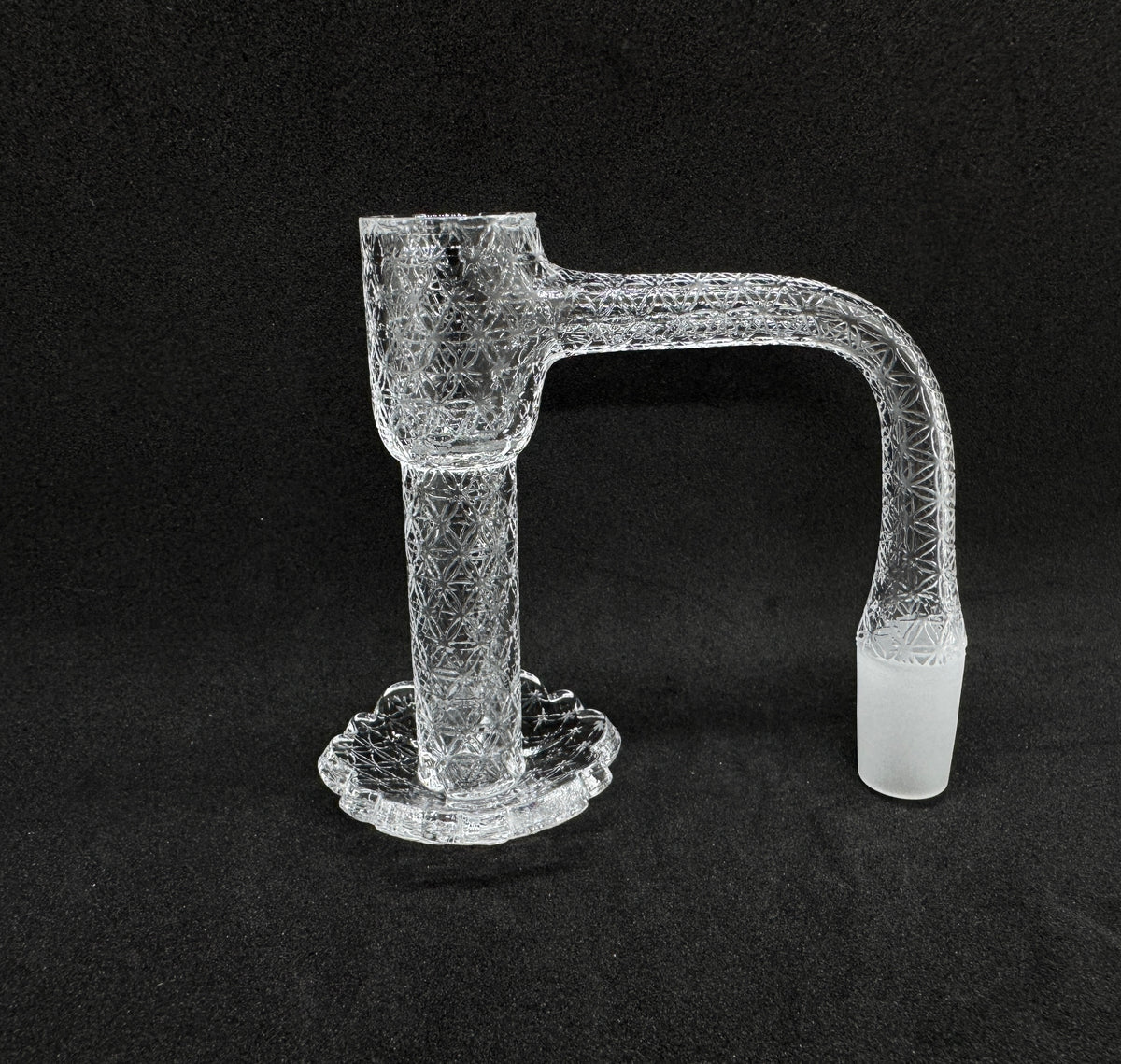 Geometric Sacred Star Etched Full Weld Terp Slurper Quartz Banger with Scalloped Dish - 90°
