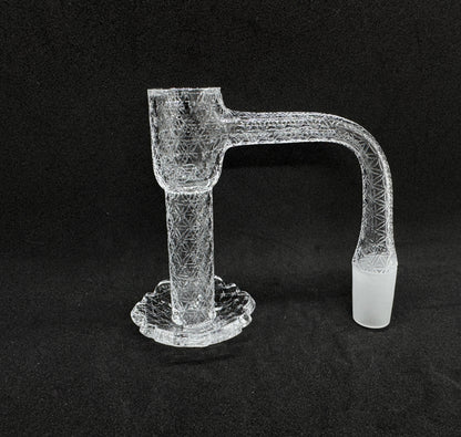 Geometric Sacred Star Etched Full Weld Terp Slurper Quartz Banger with Scalloped Dish - 90°