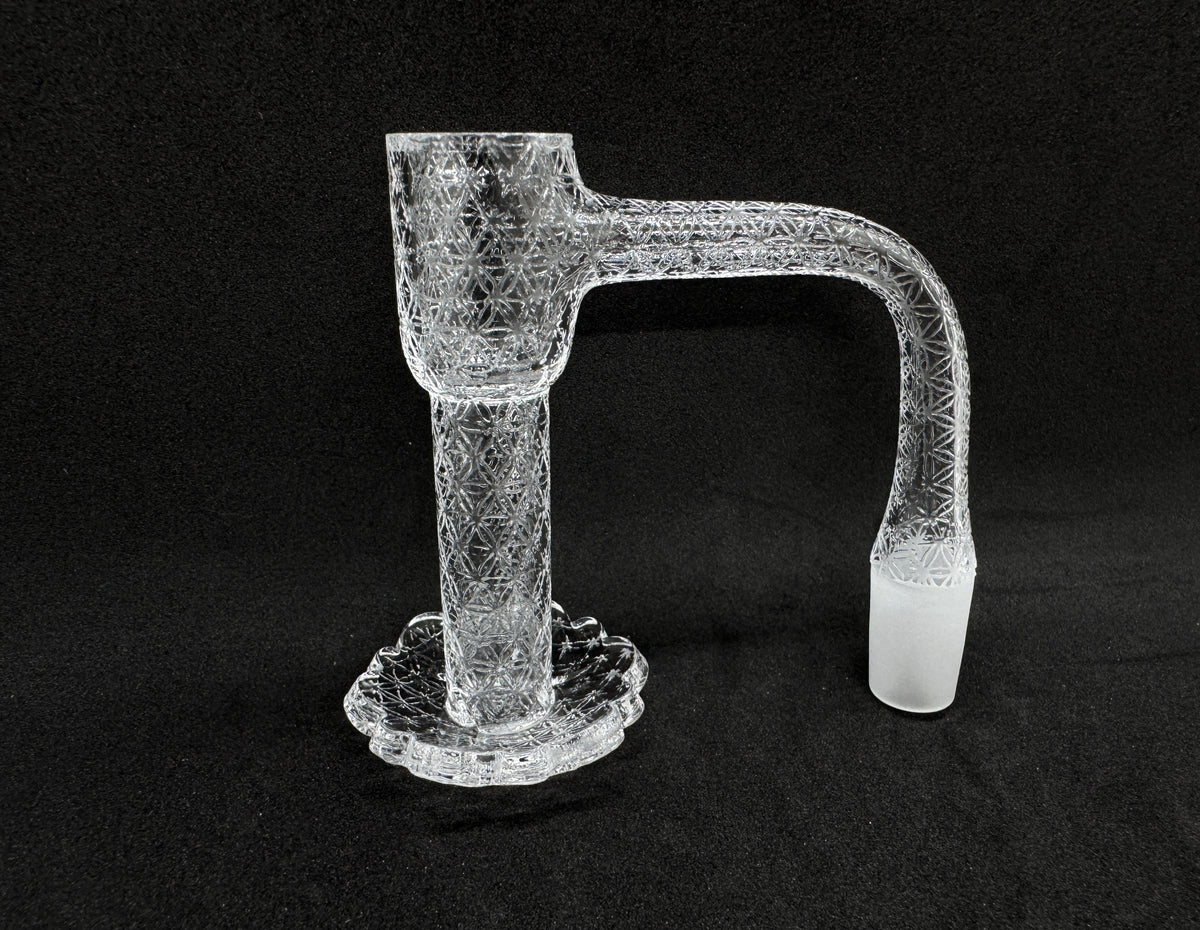 Geometric Sacred Star Etched Full Weld Terp Slurper Quartz Banger with Scalloped Dish - 90°