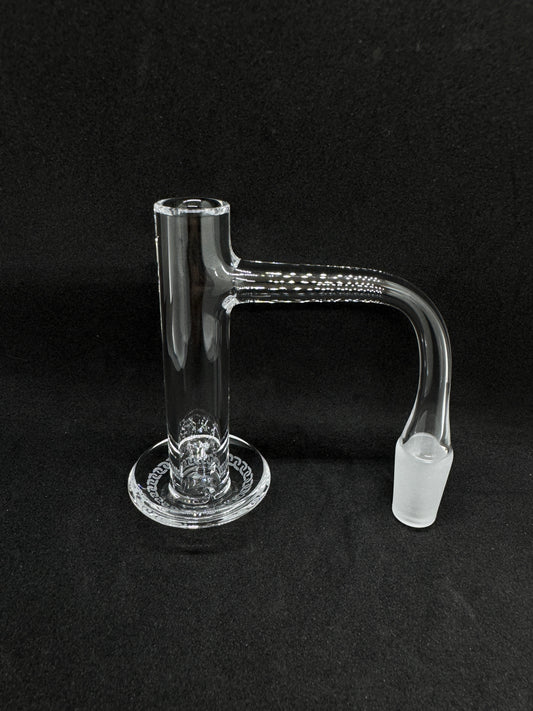 Full Weld Straight Barrel Blender Terp Slurper Quartz Banger with Engraved Rim Dish - 90°