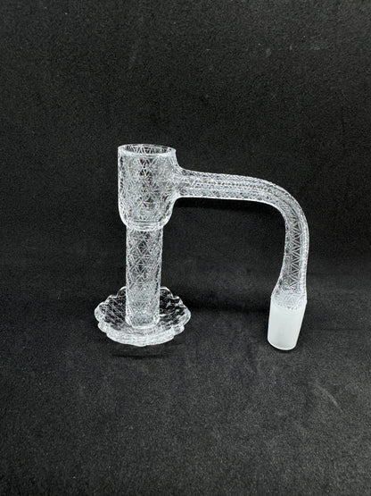 Geometric Sacred Star Etched Full Weld Terp Slurper Quartz Banger with Scalloped Dish - 90°